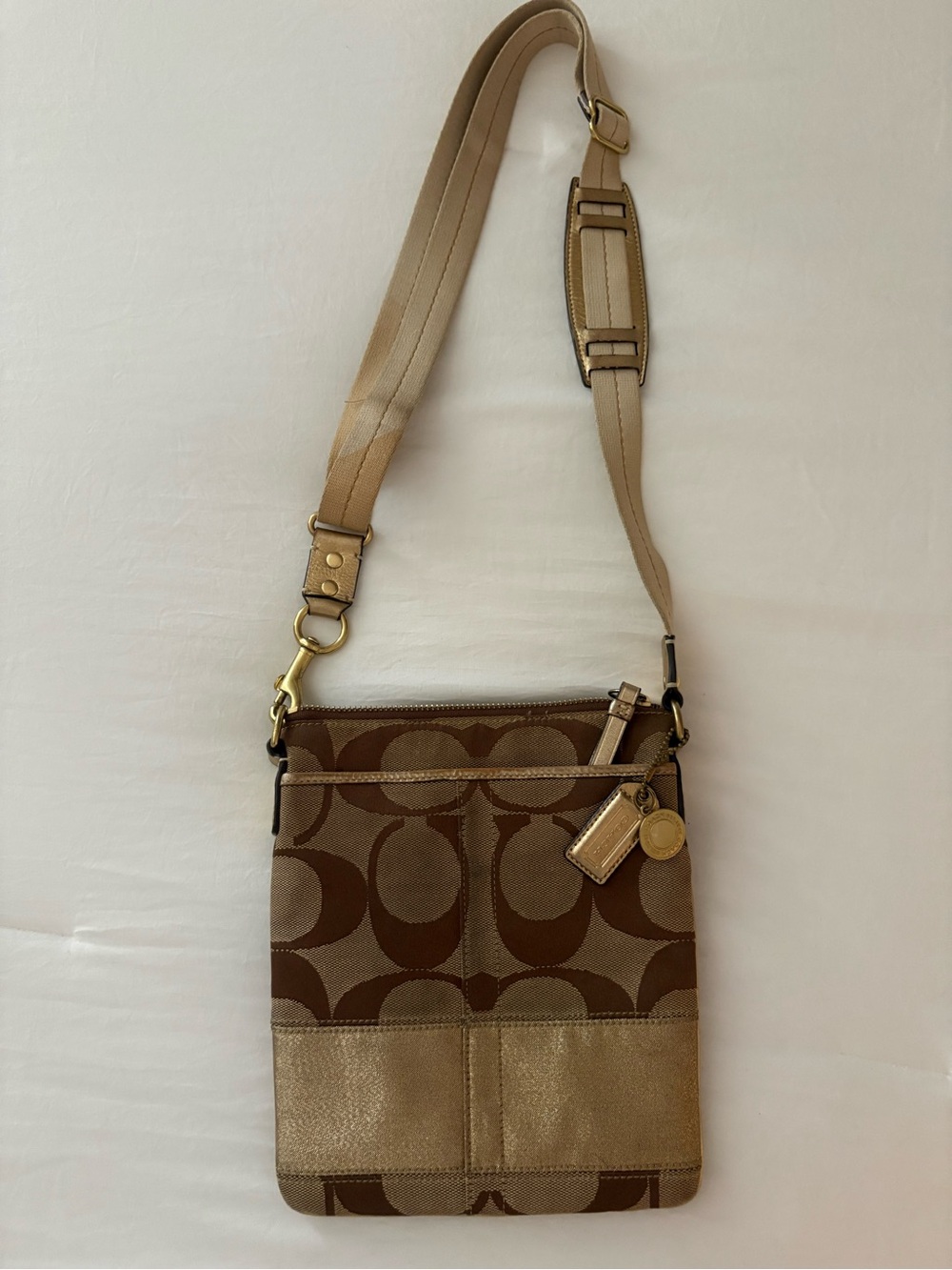Coach Signature Canvas Crossbody Bag in Brown/Gold